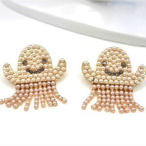 BOO HOO DON'T CRY GHOST pearl Halloween earrings